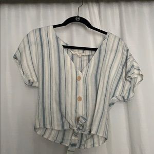 Blue and white striped crop top